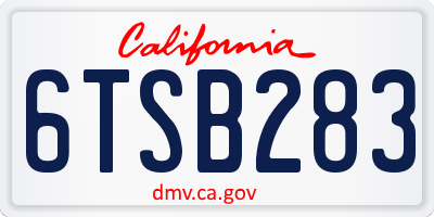 CA license plate 6TSB283