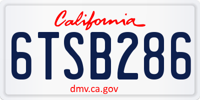 CA license plate 6TSB286