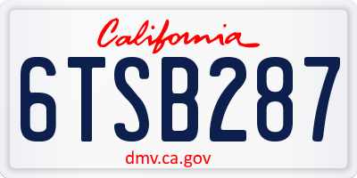 CA license plate 6TSB287