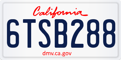 CA license plate 6TSB288