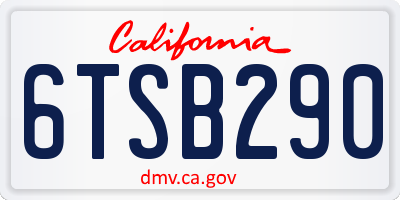 CA license plate 6TSB290