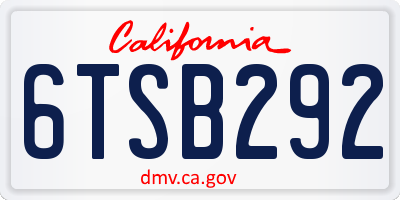 CA license plate 6TSB292