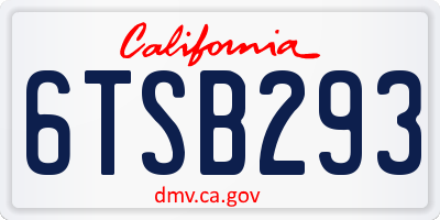 CA license plate 6TSB293
