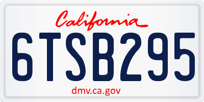 CA license plate 6TSB295