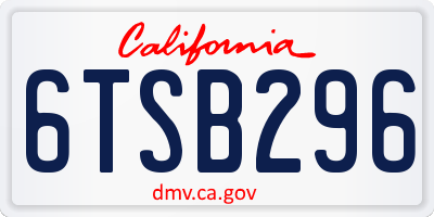 CA license plate 6TSB296