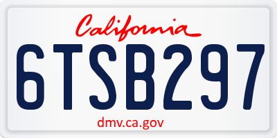 CA license plate 6TSB297