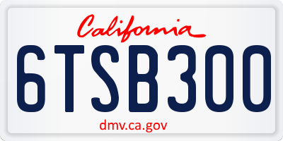 CA license plate 6TSB300