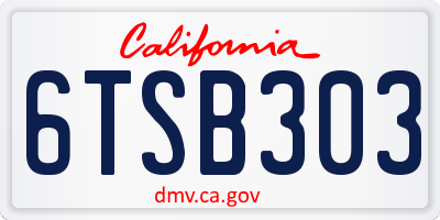 CA license plate 6TSB303
