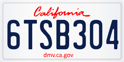 CA license plate 6TSB304