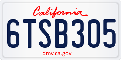 CA license plate 6TSB305