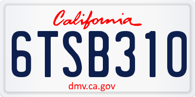 CA license plate 6TSB310