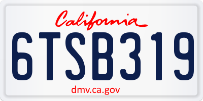 CA license plate 6TSB319