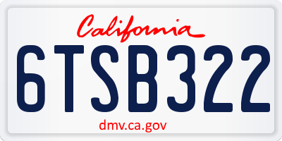 CA license plate 6TSB322