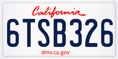 CA license plate 6TSB326