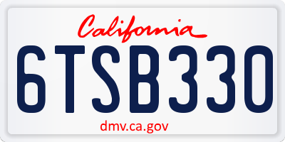 CA license plate 6TSB330
