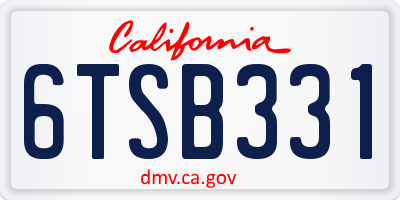 CA license plate 6TSB331