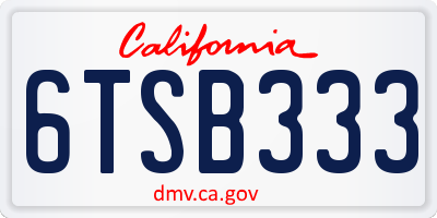 CA license plate 6TSB333
