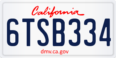 CA license plate 6TSB334