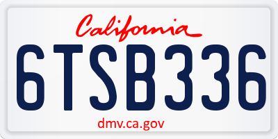CA license plate 6TSB336