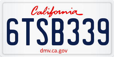 CA license plate 6TSB339