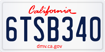 CA license plate 6TSB340