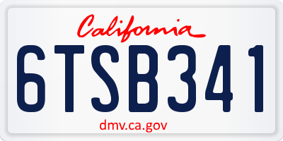 CA license plate 6TSB341