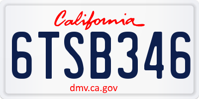 CA license plate 6TSB346