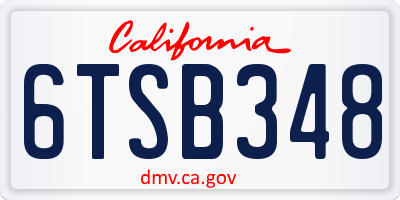 CA license plate 6TSB348