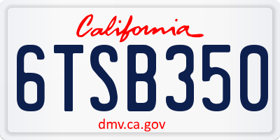 CA license plate 6TSB350