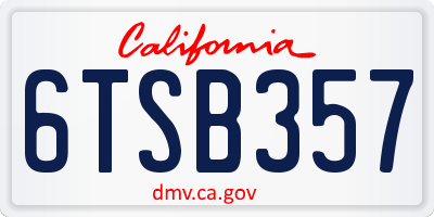 CA license plate 6TSB357