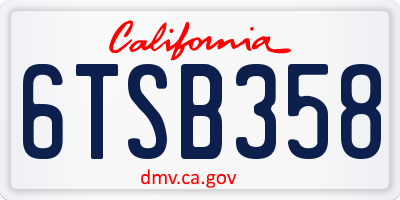 CA license plate 6TSB358