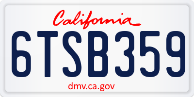 CA license plate 6TSB359