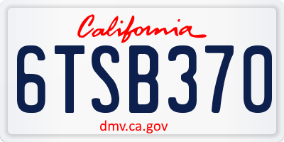 CA license plate 6TSB370
