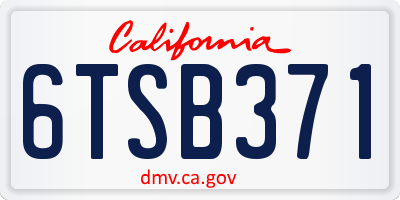 CA license plate 6TSB371