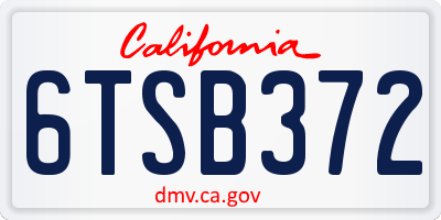 CA license plate 6TSB372