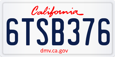 CA license plate 6TSB376