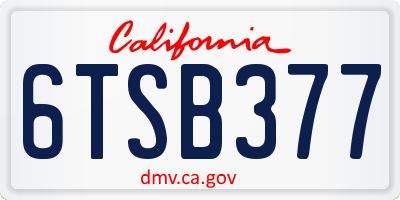 CA license plate 6TSB377