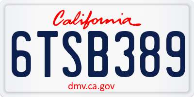 CA license plate 6TSB389