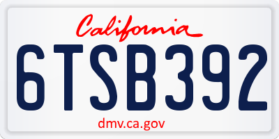 CA license plate 6TSB392