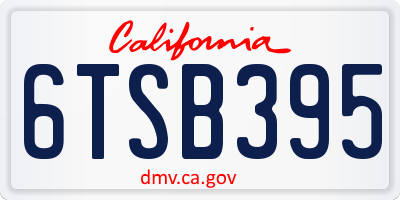 CA license plate 6TSB395