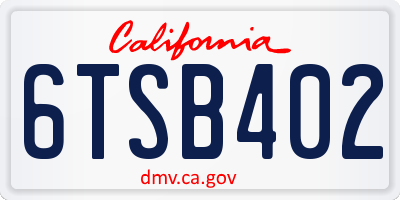 CA license plate 6TSB402