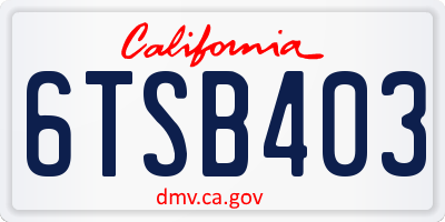 CA license plate 6TSB403