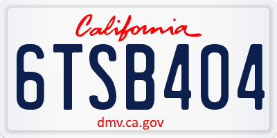 CA license plate 6TSB404