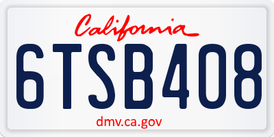 CA license plate 6TSB408