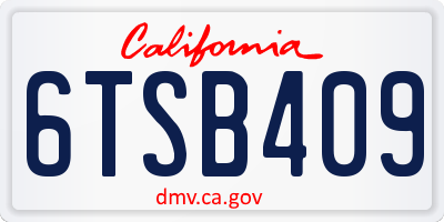 CA license plate 6TSB409