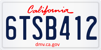 CA license plate 6TSB412