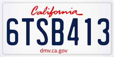 CA license plate 6TSB413