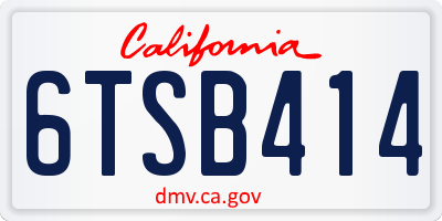 CA license plate 6TSB414