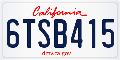CA license plate 6TSB415
