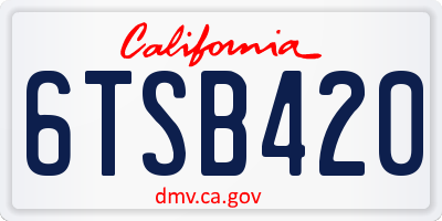 CA license plate 6TSB420